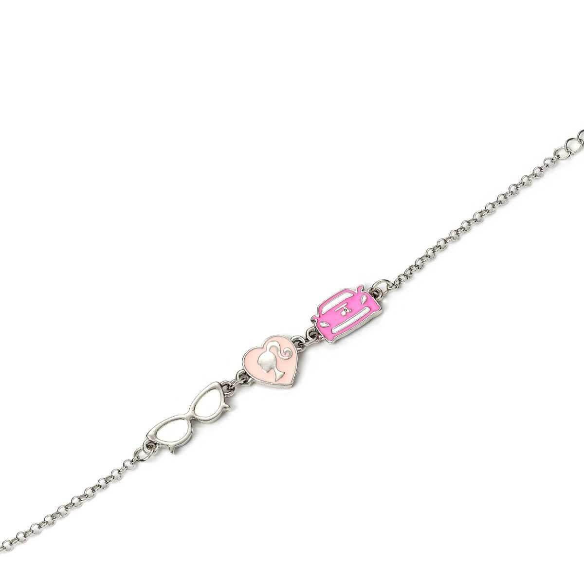 Barbie™️ Charm Bracelet with three enamelled classic charms - Silhouette, Glasses & Corvette - Barbie x Carat Shop | Barbie x Carat Shop