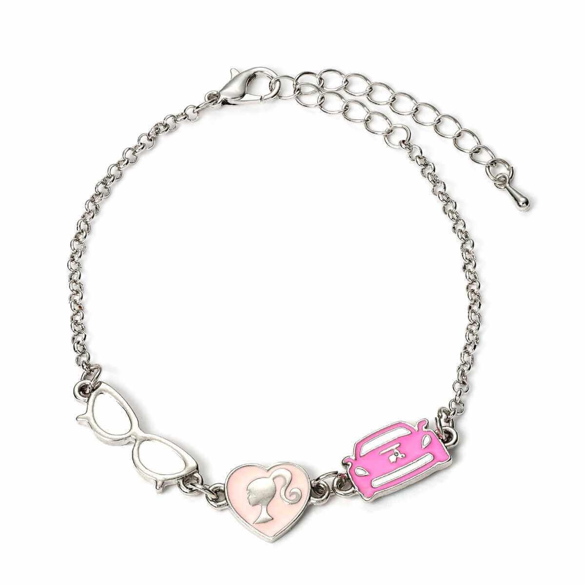 Barbie™️ Charm Bracelet with three enamelled classic charms - Silhouette, Glasses & Corvette - Barbie x Carat Shop | Barbie x Carat Shop