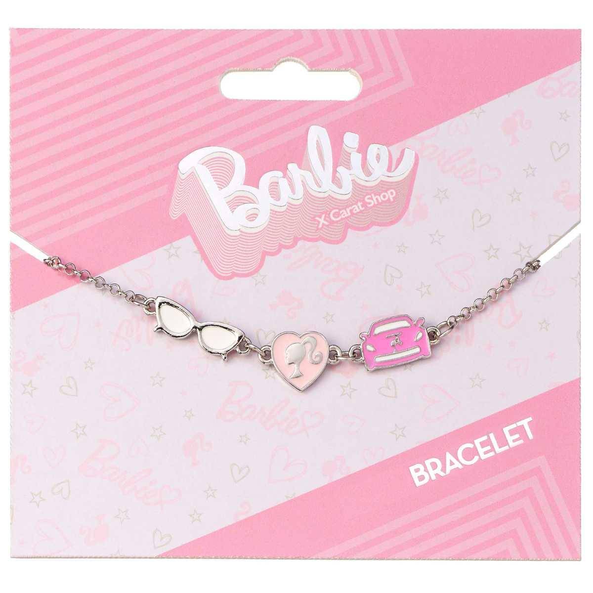 Barbie™️ Charm Bracelet with three enamelled classic charms - Silhouette, Glasses & Corvette - Barbie x Carat Shop - Simon's Collectibles