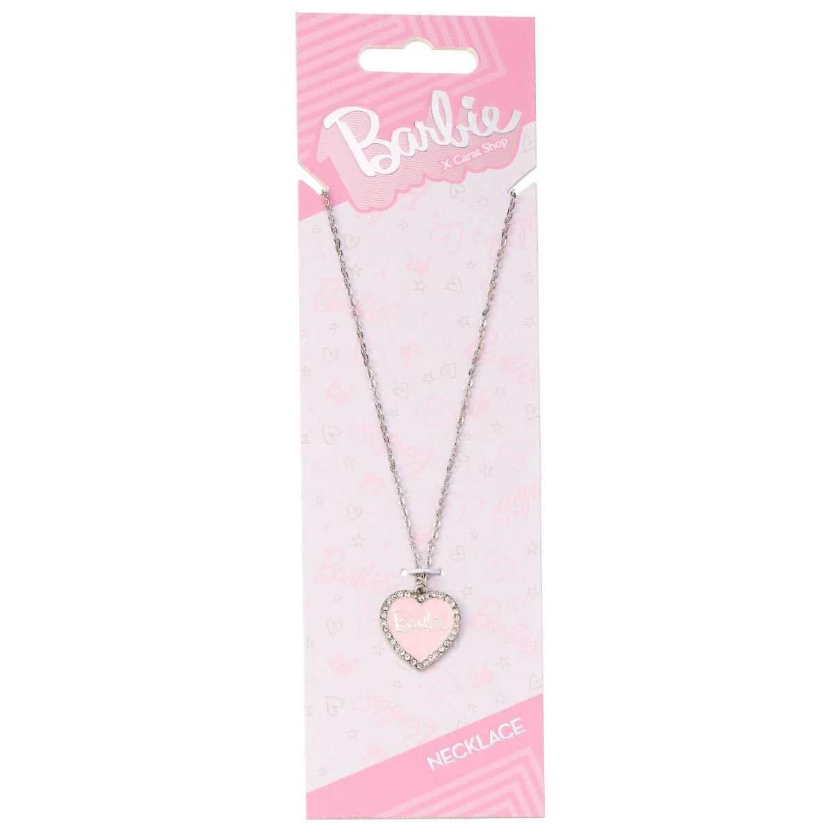 Barbie™️ Pink Enamel Heart Pendant Necklace with Crystals - Barbie x Carat Shop - Simon's Collectibles