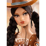Doll with a cowboy hat and detailed outfit on a beige background. JHDFASHIONDOLL Yellowstone: Farm Girl Candice - VIP Club Exclusive (M2514)