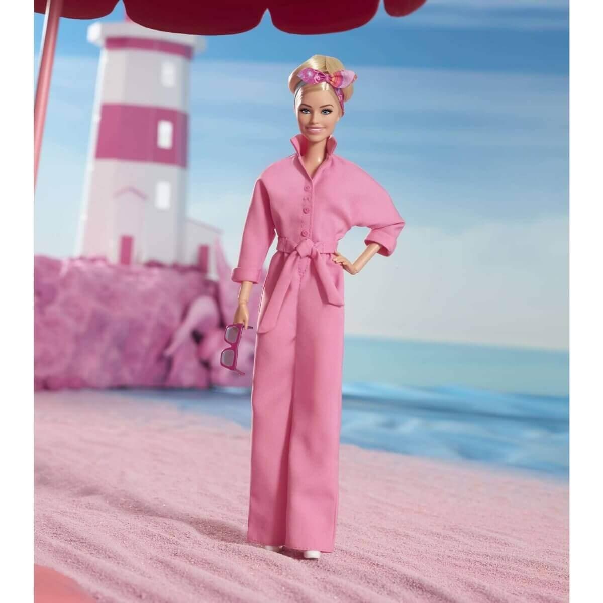 Barbie The Movie Doll, Margot Robbie As Barbie, Pink Power Jumpsuit by Barbie in the at Fashion Dolls section at Simon's Collectibles based in the UK.