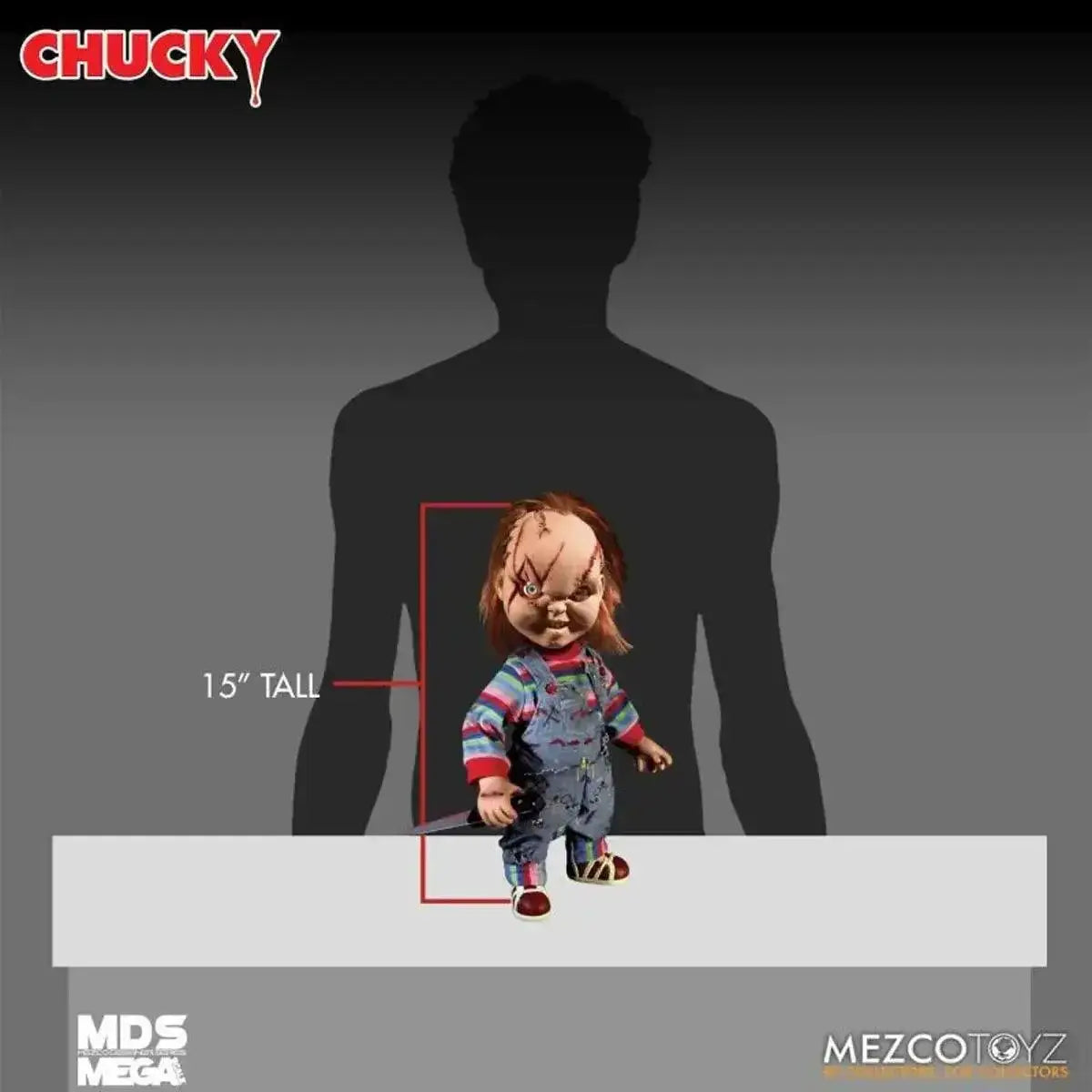 Child's Play Chucky Talking Mega-Scale (Scared Face) 15-Inch Doll | Living Dead Dolls