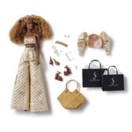 SACHIKA x Integrity Toys Golden Glam Queen Keeki Adaeze Dressed Doll Meteor Doll Layout and Accessories - Simon's Collectibles