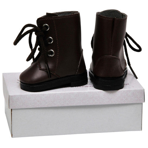 Queen's Treasures Brown Lace Up Boots and Shoe Box for 18" Dolls