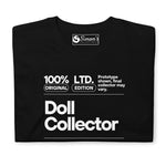 Black t-shirt with white text and 'Simon's Collectibles' logo on a white background