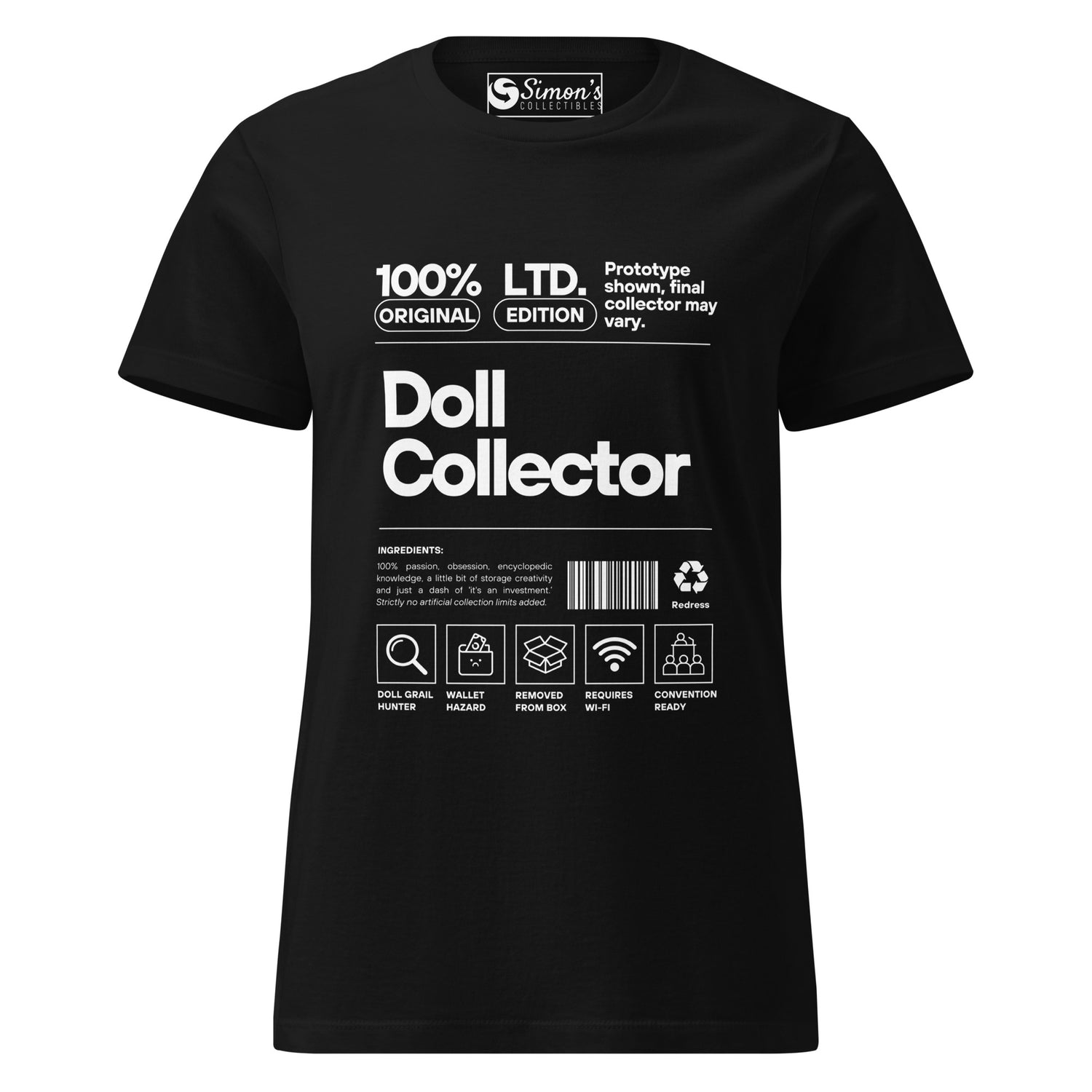 'Doll Collector' Product Label Design Short-Sleeve Women’s T-shirt