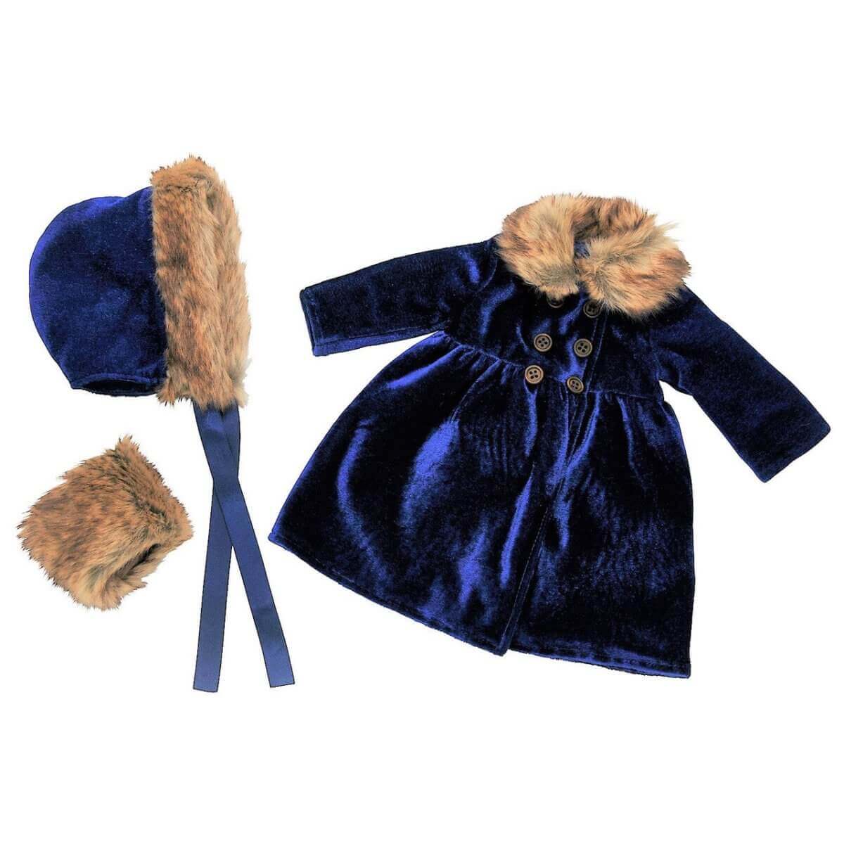 1800's Velvet Winter Fur Trimmed Coat for 18 Inch Dolls - Simon's Collectibles