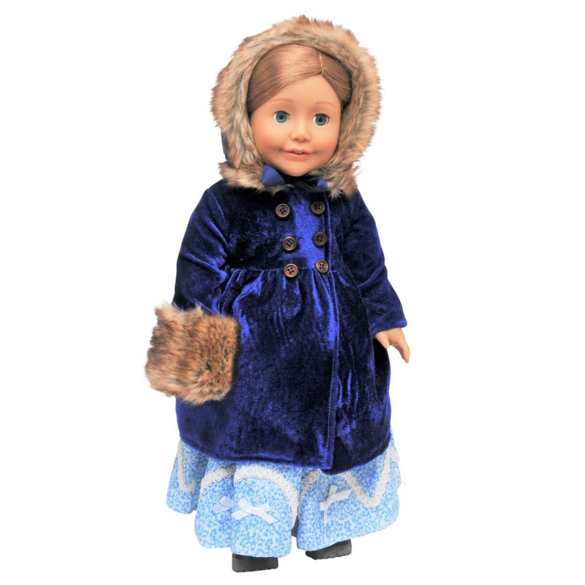 1800's Velvet Winter Fur Trimmed Coat for 18 Inch Dolls - Simon's Collectibles