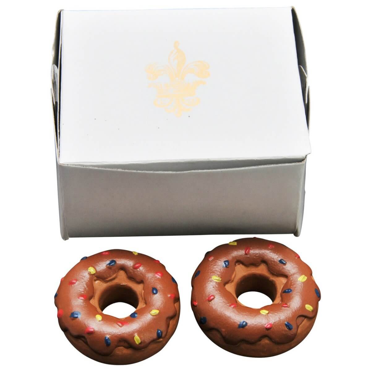 2 Chocolate Frosted Doughnuts with Bakery Box, Accessories for 18 Inch Dolls - Simon's Collectibles