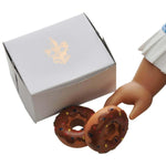 2 Chocolate Frosted Doughnuts with Bakery Box, Accessories for 18 Inch Dolls by The Queen's Treasures in the at Play Dolls section at Simon's Collectibles based in the UK.