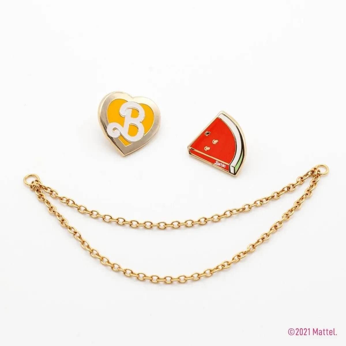 Barbie B Heart and Watermelon Pins with Removable Chains - Simon's Collectibles