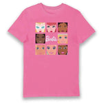 BARBIE FACES Adult Unisex T-Shirt Tee Pink | Barbie