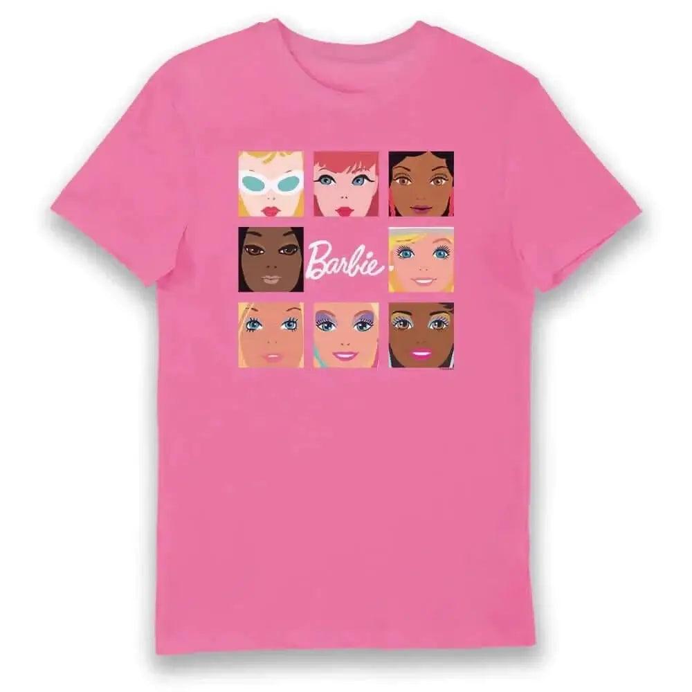 BARBIE FACES Adult Unisex T-Shirt Tee Pink by Barbie in the at T-Shirt section at Simon's Collectibles based in the UK.