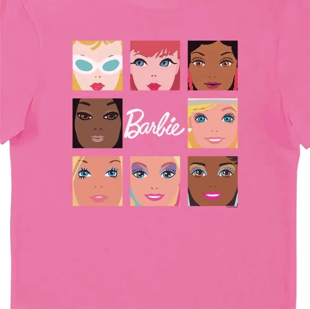 BARBIE FACES Adult Unisex T-Shirt Tee Pink - Simon's Collectibles