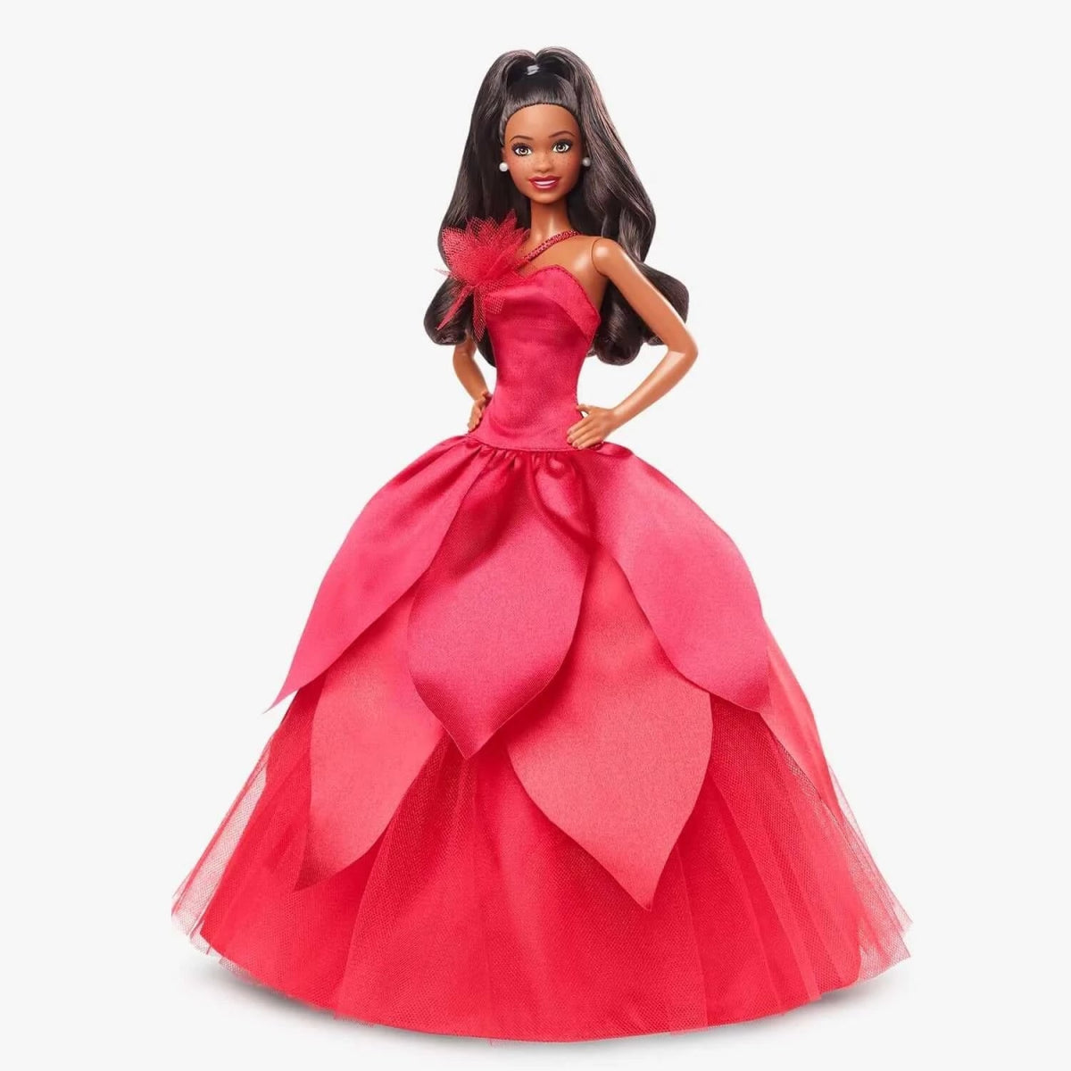 Barbie Holiday Doll 2022 with Wavy Black Updo Hair - Simon's Collectibles
