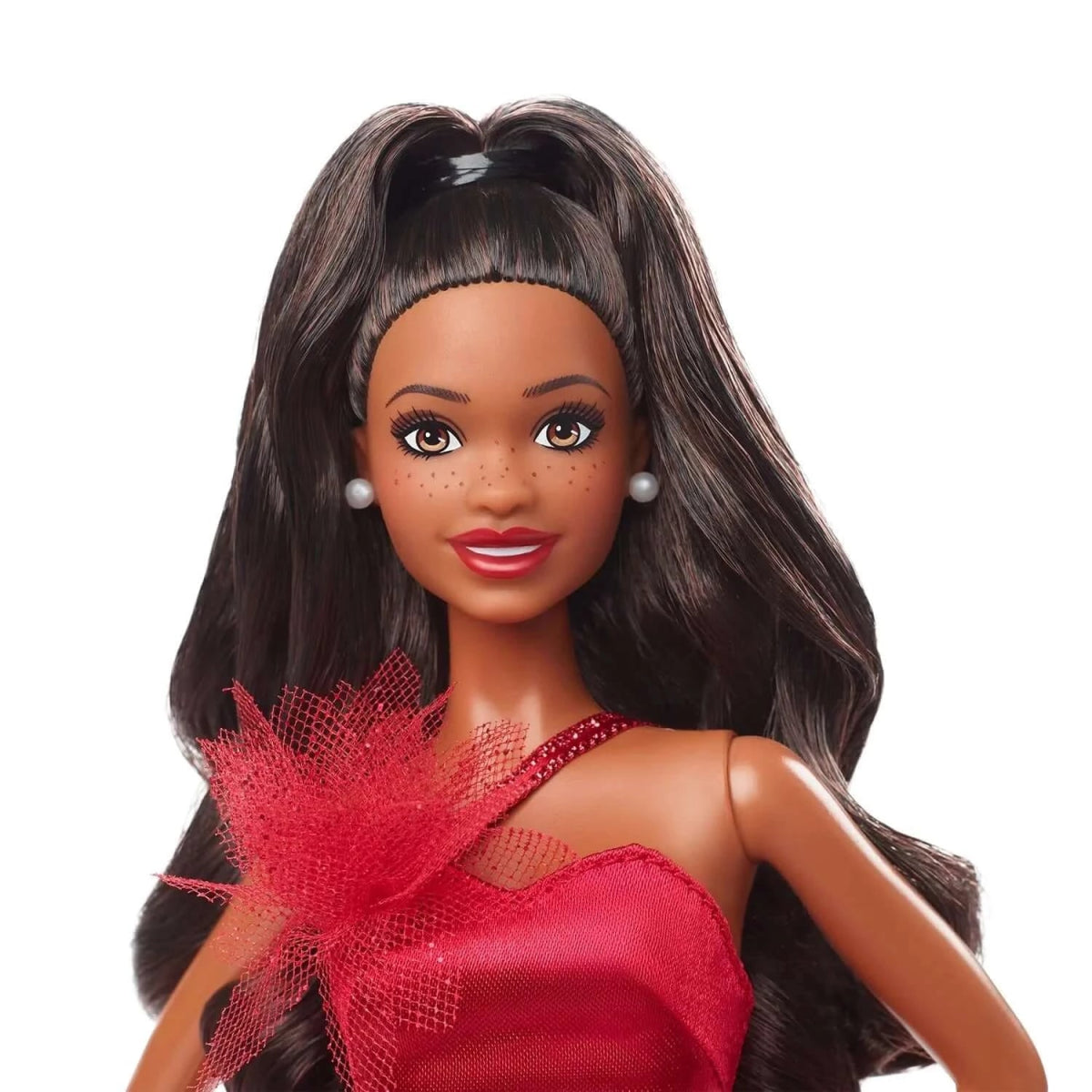 Barbie Holiday Doll 2022 with Wavy Black Updo Hair - Simon's Collectibles