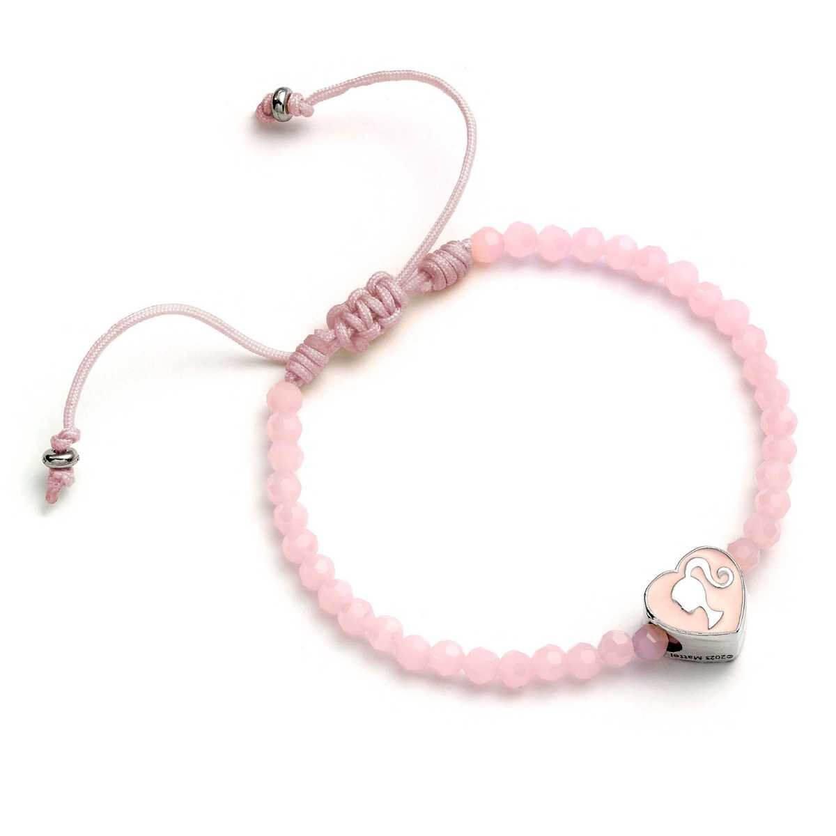 Barbie™️ Pink Bead Friendship Bracelet with Heart Shaped Bead - Barbie x Carat Shop | Barbie x Carat Shop