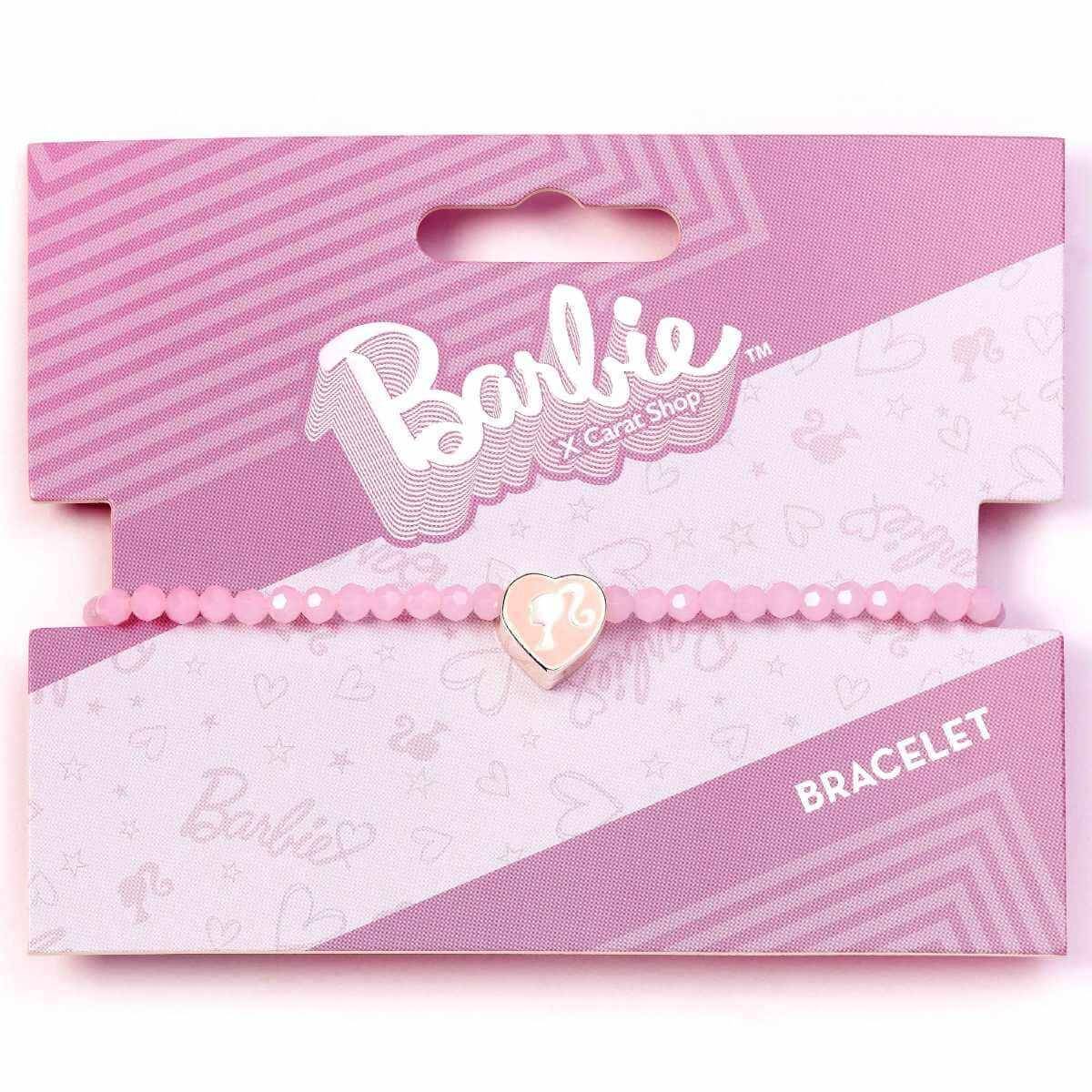 Barbie™️ Pink Bead Friendship Bracelet with Heart Shaped Bead - Barbie x Carat Shop | Barbie x Carat Shop