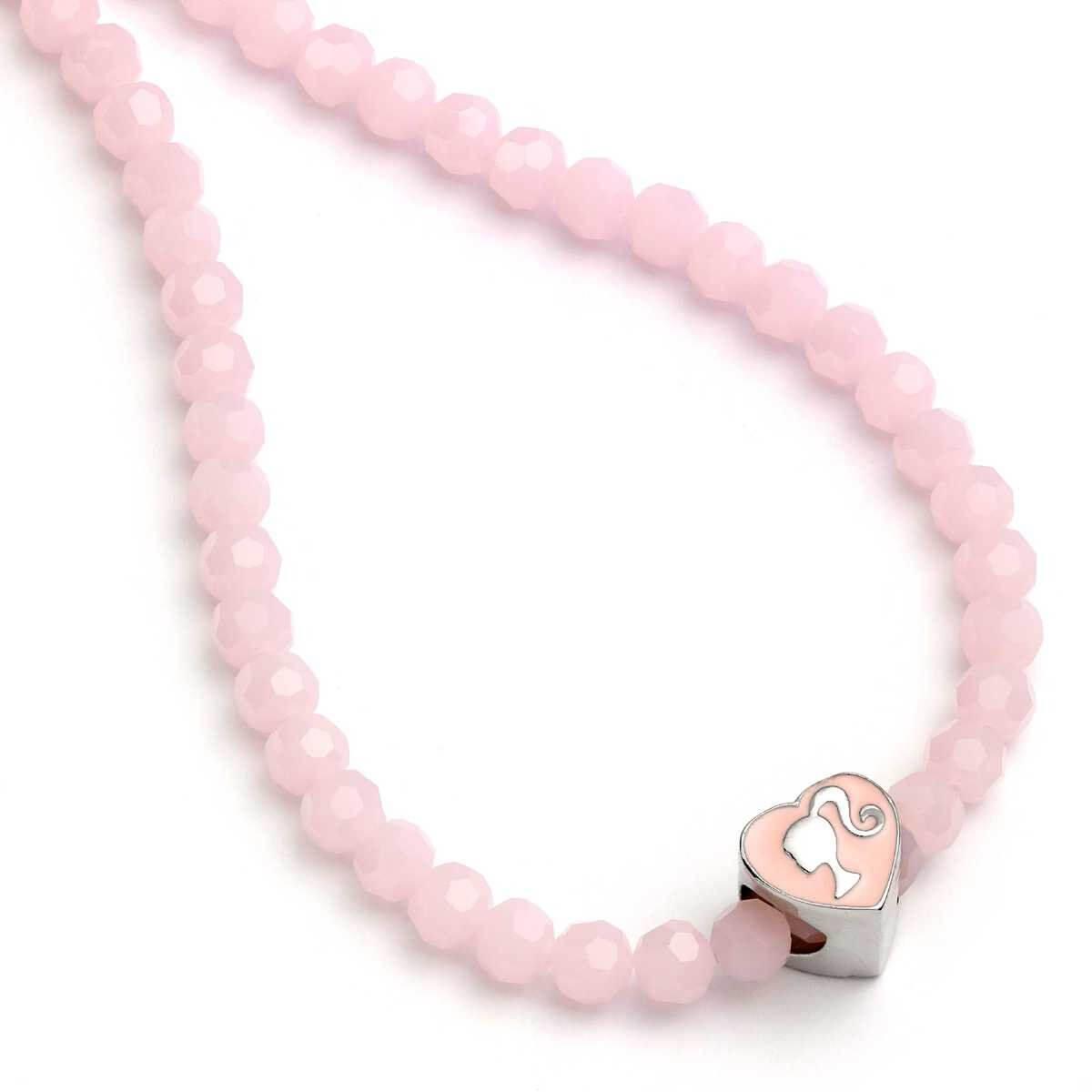 Barbie™️ Pink Bead Necklace with Heart Shaped Silhouette Bead Charm - Barbie x Carat Shop by Barbie x Carat Shop in the at Necklaces section at Simon's Collectibles based in the UK.