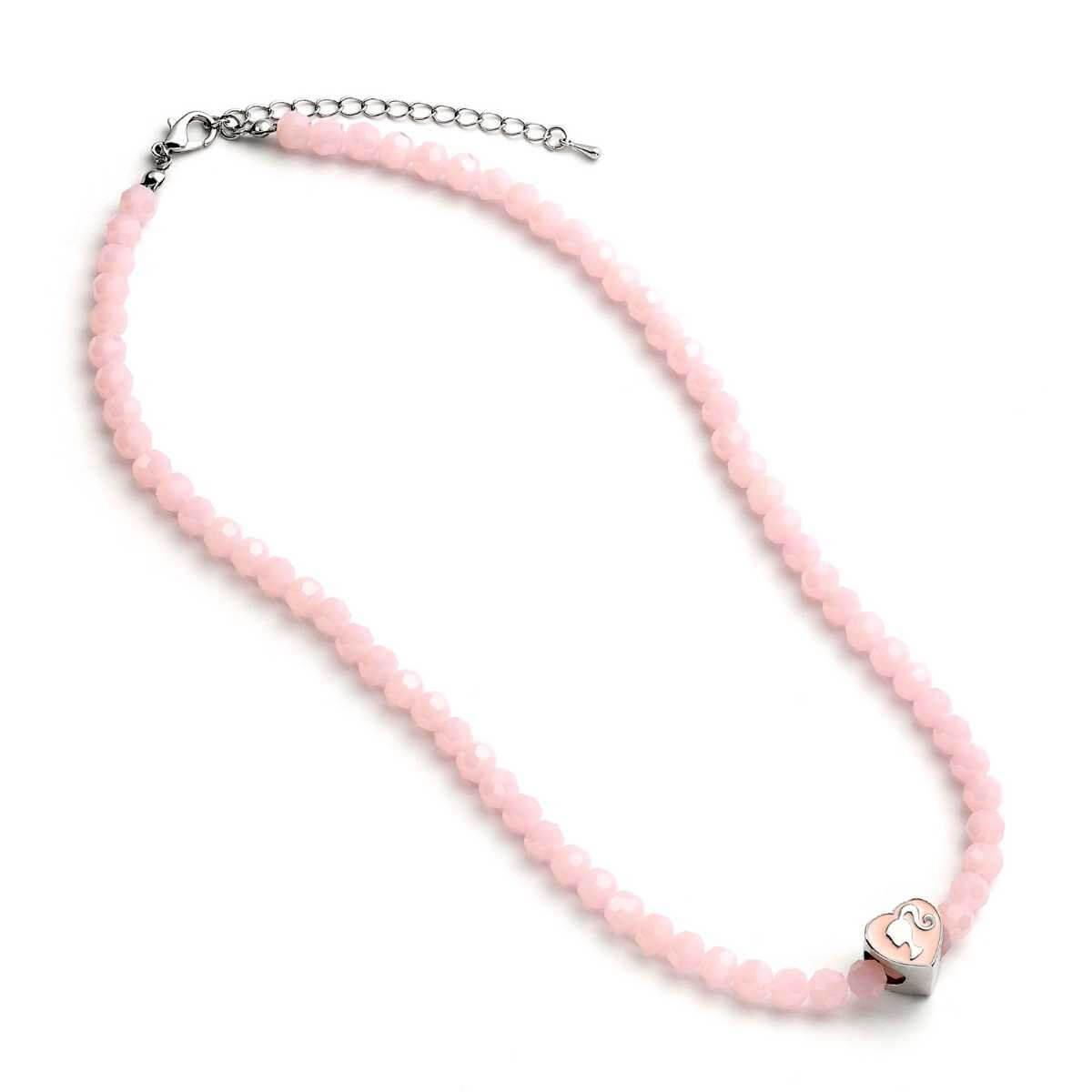 Barbie™️ Pink Bead Necklace with Heart Shaped Silhouette Bead Charm - Barbie x Carat Shop | Barbie x Carat Shop