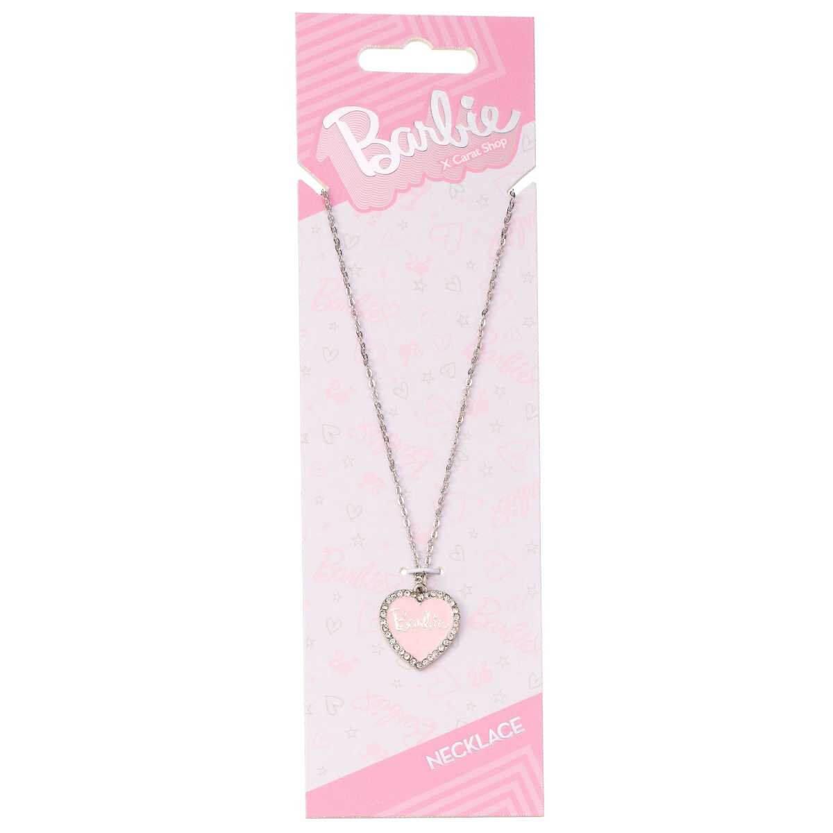 Barbie™️ Pink Enamel Heart Pendant Necklace with Crystals - Barbie x Carat Shop | Barbie x Carat Shop