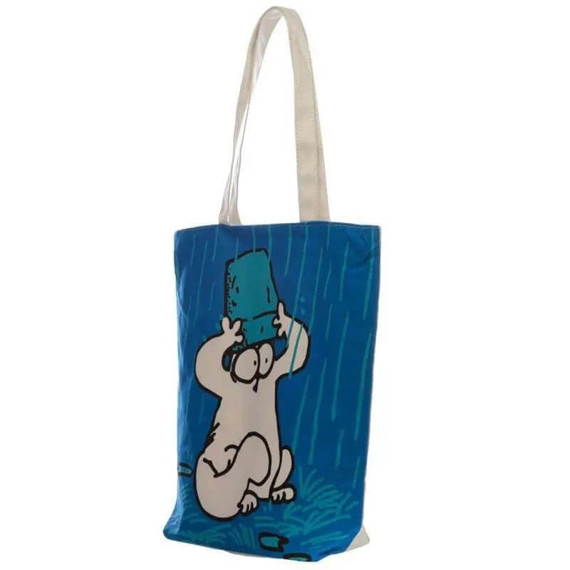 Blue Simon's Cat Cotton Tote Bag with Zip and Lining - Simon's Collectibles