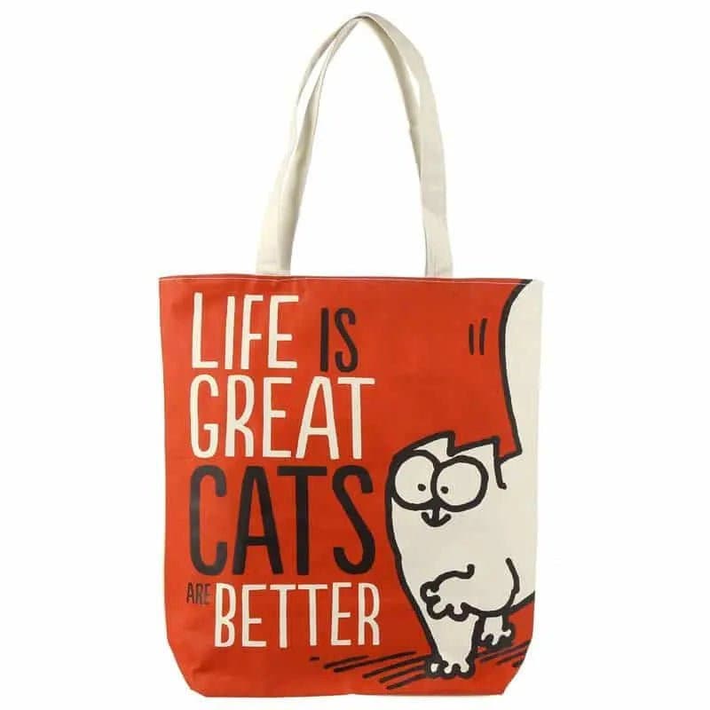 ‘Life is Great Cat's are Better’ Simon's Cat Cotton Tote Bag - Simon's Collectibles