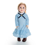 Little House On The Prairie Blue Check Dress, Clothes for 18 Inch Dolls | The Queen's Treasures