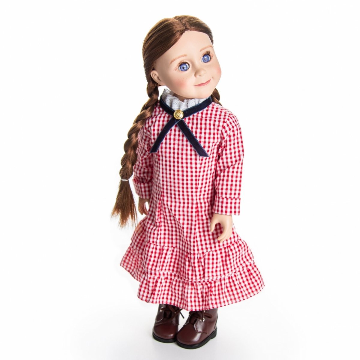 Little House On The Prairie Red Check Dress, Clothes for 18 Inch Dolls - Simon's Collectibles