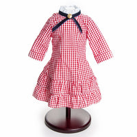 Thumbnail for Little House On The Prairie Red Check Dress, Clothes for 18 Inch Dolls - Simon's Collectibles