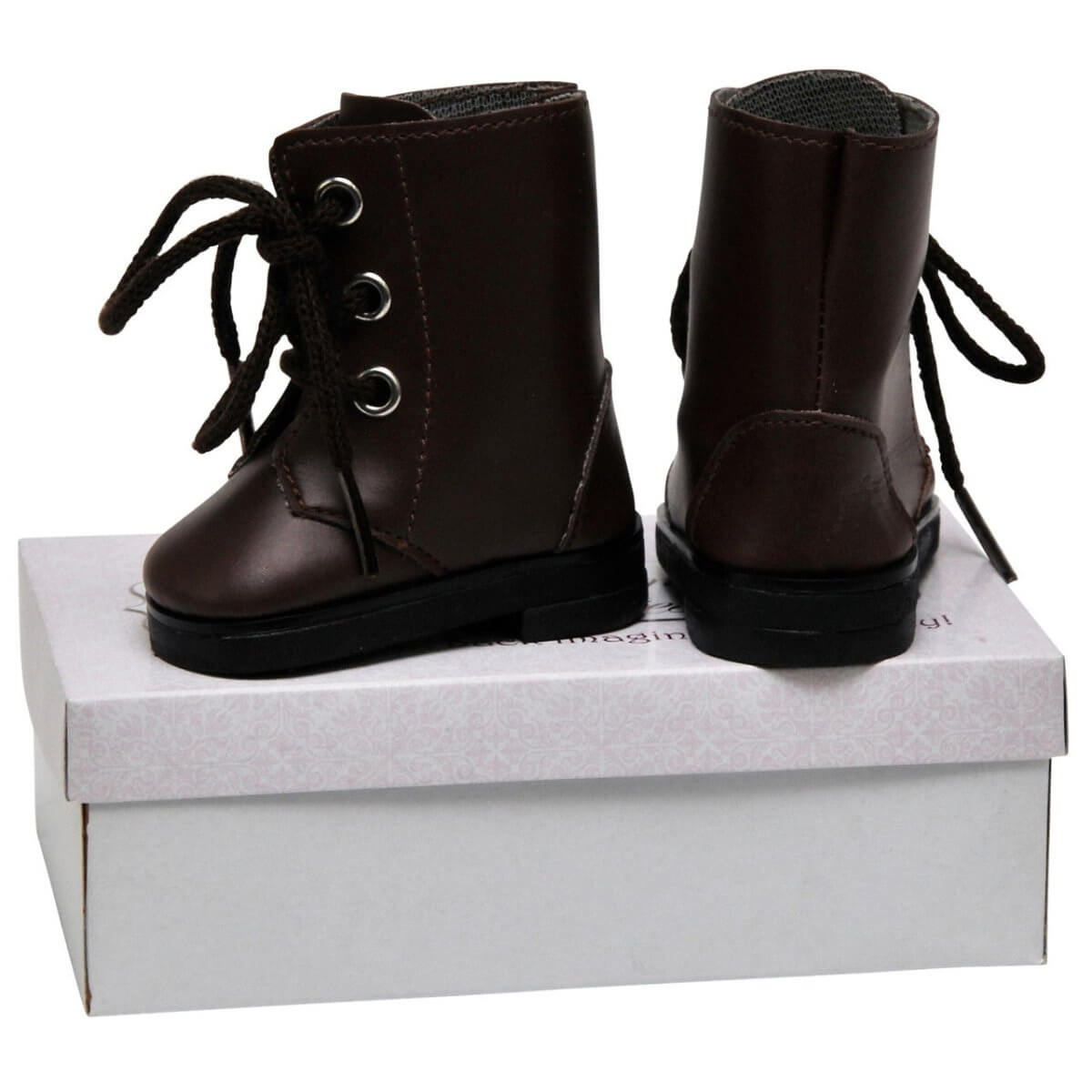 Queen's Treasures Brown Lace Up Boots and Shoe Box for 18" Dolls - Simon's Collectibles