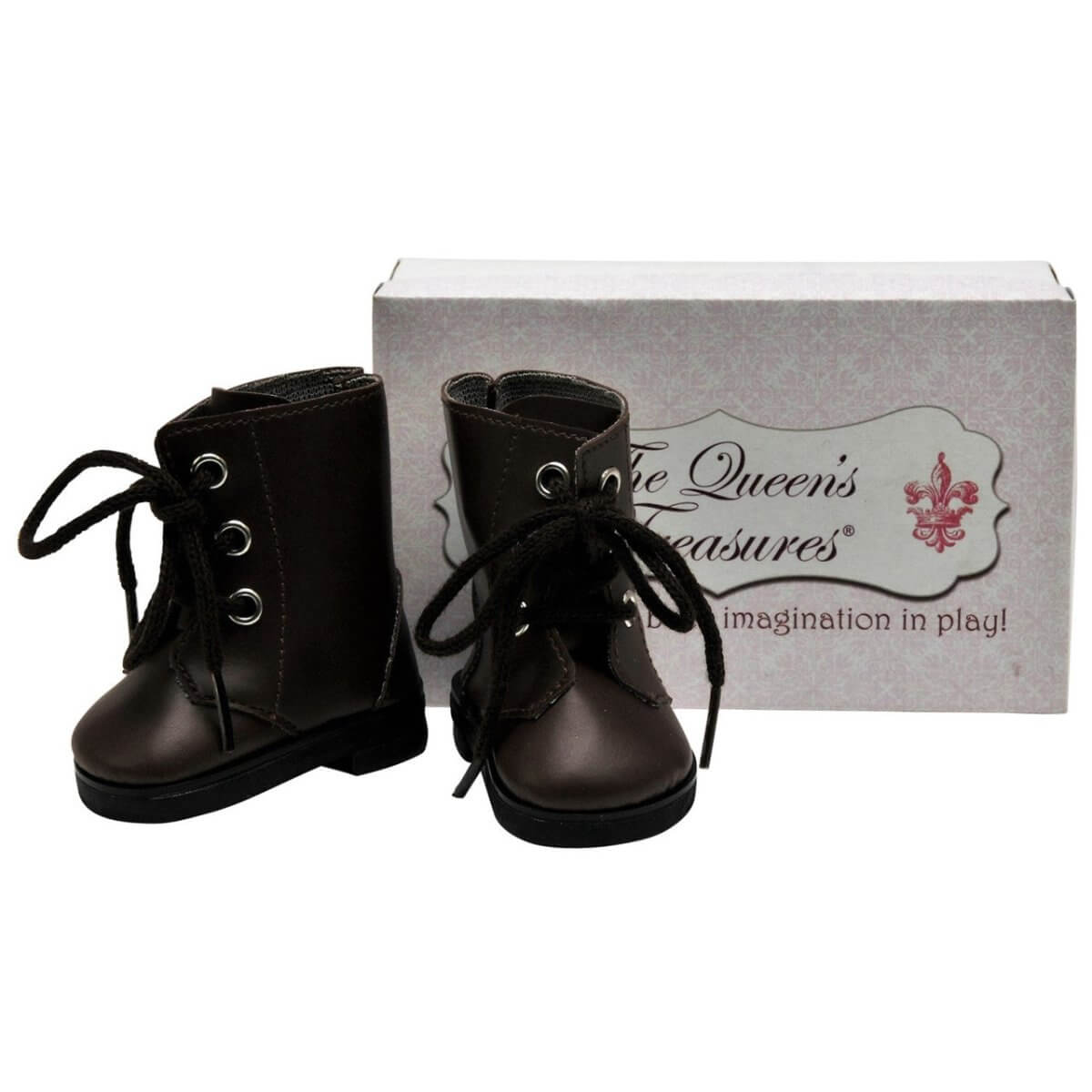 Queen's Treasures Brown Lace Up Boots and Shoe Box for 18" Dolls - Simon's Collectibles