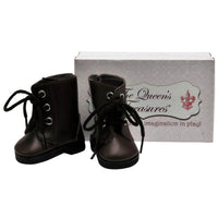 Thumbnail for Queen's Treasures Brown Lace Up Boots and Shoe Box for 18