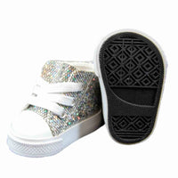 Thumbnail for Queen's Treasures Sparkly Silver Sneakers and Shoe Box for 18